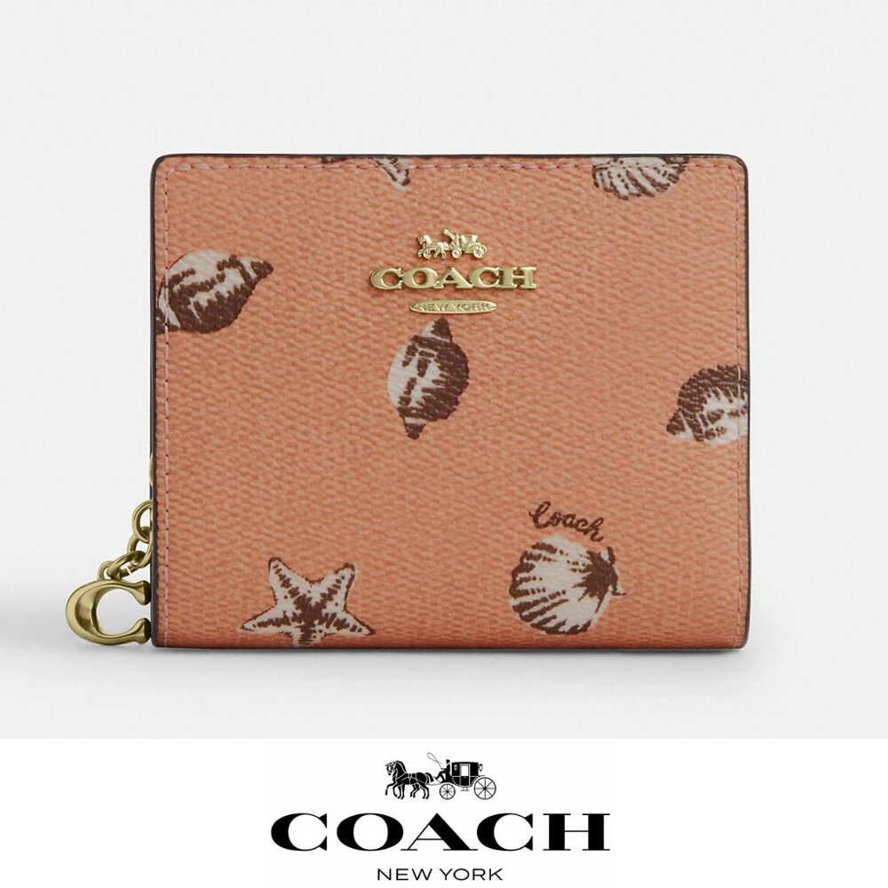 🐚🦀Coach Snap Wallet With Shell Print